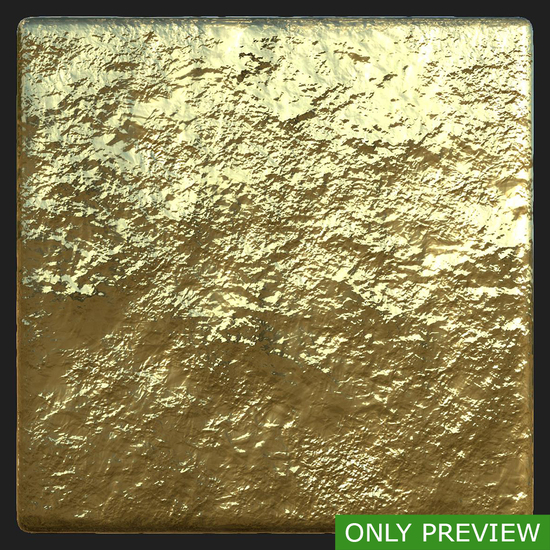 PBR substance material of gold created in substance designer for graphic designers and game developers