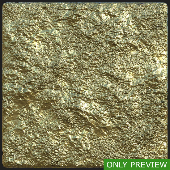 PBR substance material of gold created in substance designer for graphic designers and game developers