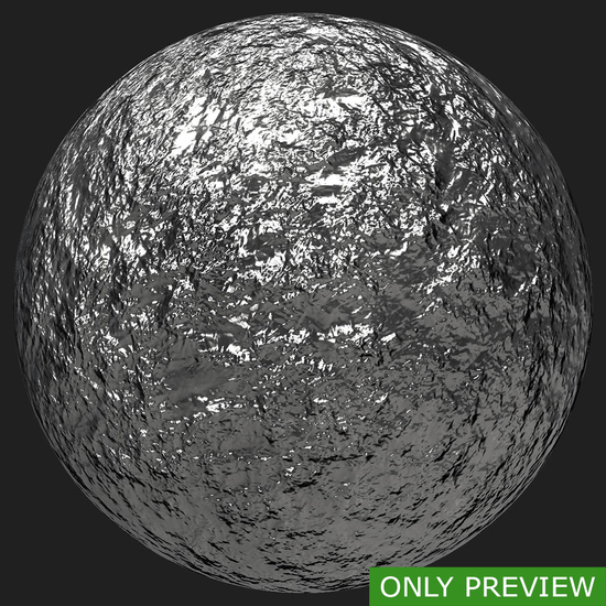 PBR substance material of silver created in substance designer for graphic designers and game developers