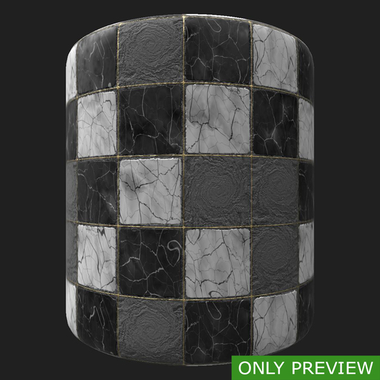 PBR substance material of marble floor damaged created in substance designer for graphic designers and game developers