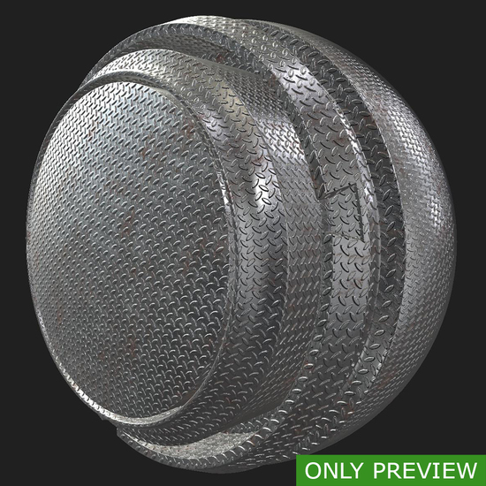 PBR substance material of metal floor rusted created in substance designer for graphic designers and game developers.