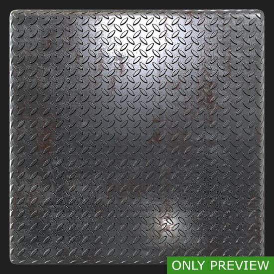 PBR substance material of metal floor rusted created in substance designer for graphic designers and game developers.