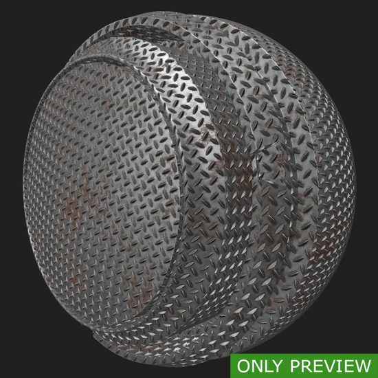 PBR substance material of metal floor rusted created in substance designer for graphic designers and game developers.