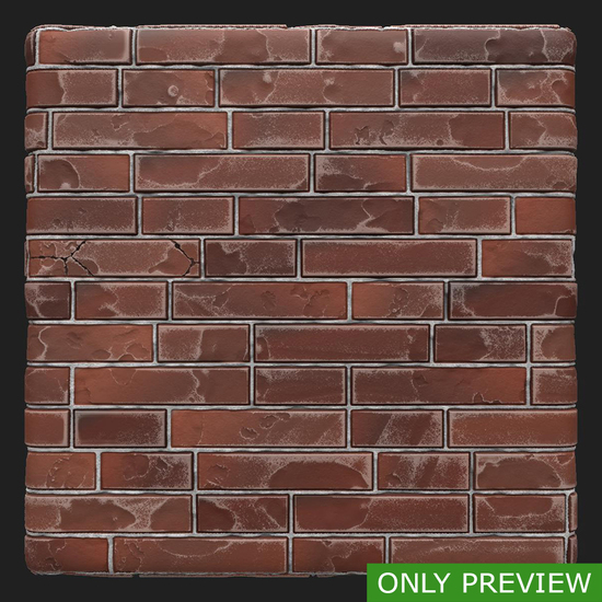 PBR substance material of wall brick old created in substance designer for graphic designers and game developers.