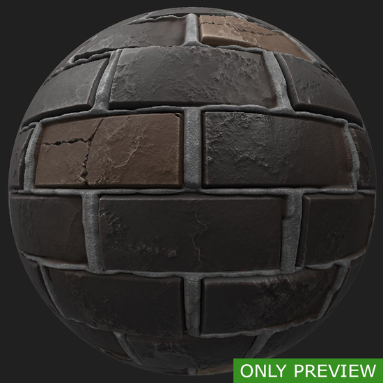 PBR substance material of wall bricks old created in substance designer for graphic designers and game developers