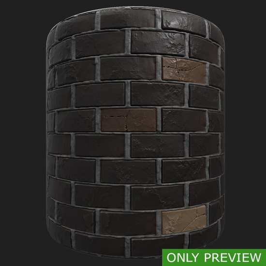 PBR substance material of wall bricks old created in substance designer for graphic designers and game developers