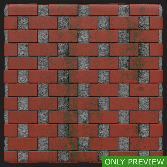 PBR substance material of wall bricks dirty created in substance designer for graphic designers and game developers