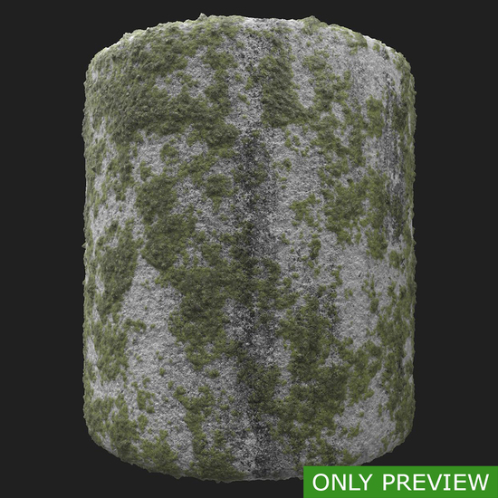 PBR substance material of ground concrete mossy created in substance designer for graphic designers and game developers