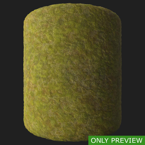 PBR substance material of moss created in substance designer for graphic designers and game developers