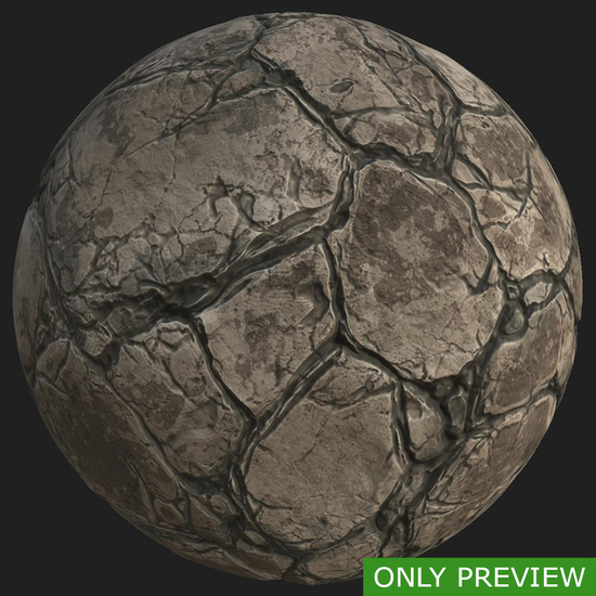 PBR substance material of rock cracked created in substance designer for graphic designers and game developers