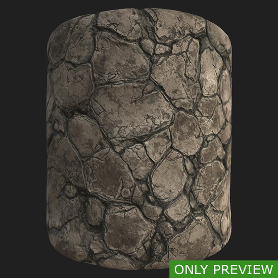 PBR substance material of rock cracked created in substance designer for graphic designers and game developers